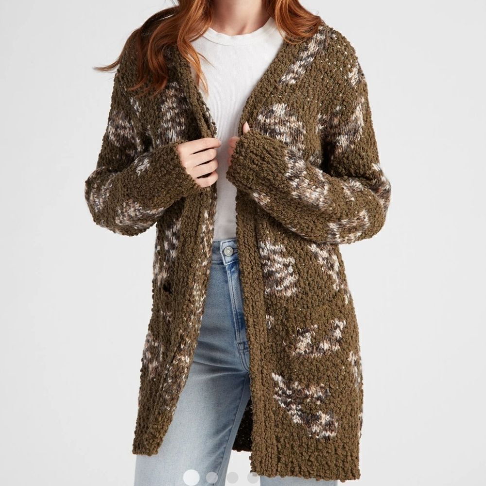 Bobeau Olive Knit Cardigan